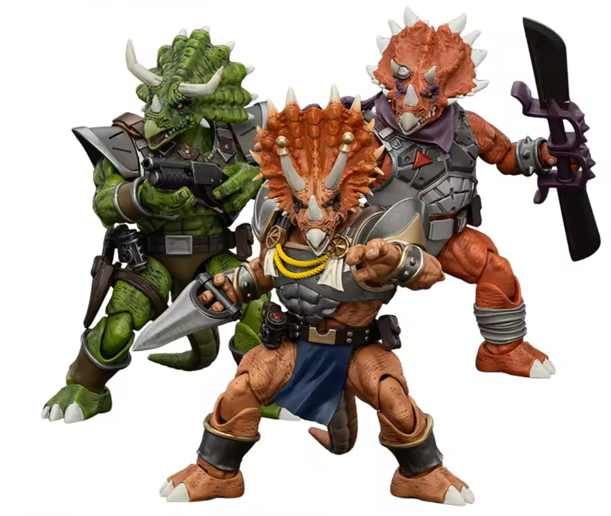 TMNT - Lot de 3 figurines 1/18ème - Triceraton Infantryman - Captain Zorax - Adjutant Zork - 13/14 cm