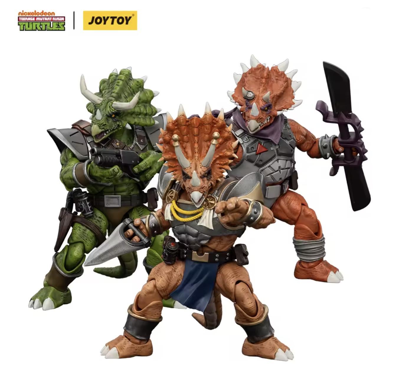 TMNT - Lot de 3 figurines 1/18ème - Triceraton Infantryman - Captain Zorax - Adjutant Zork - 13/14 cm