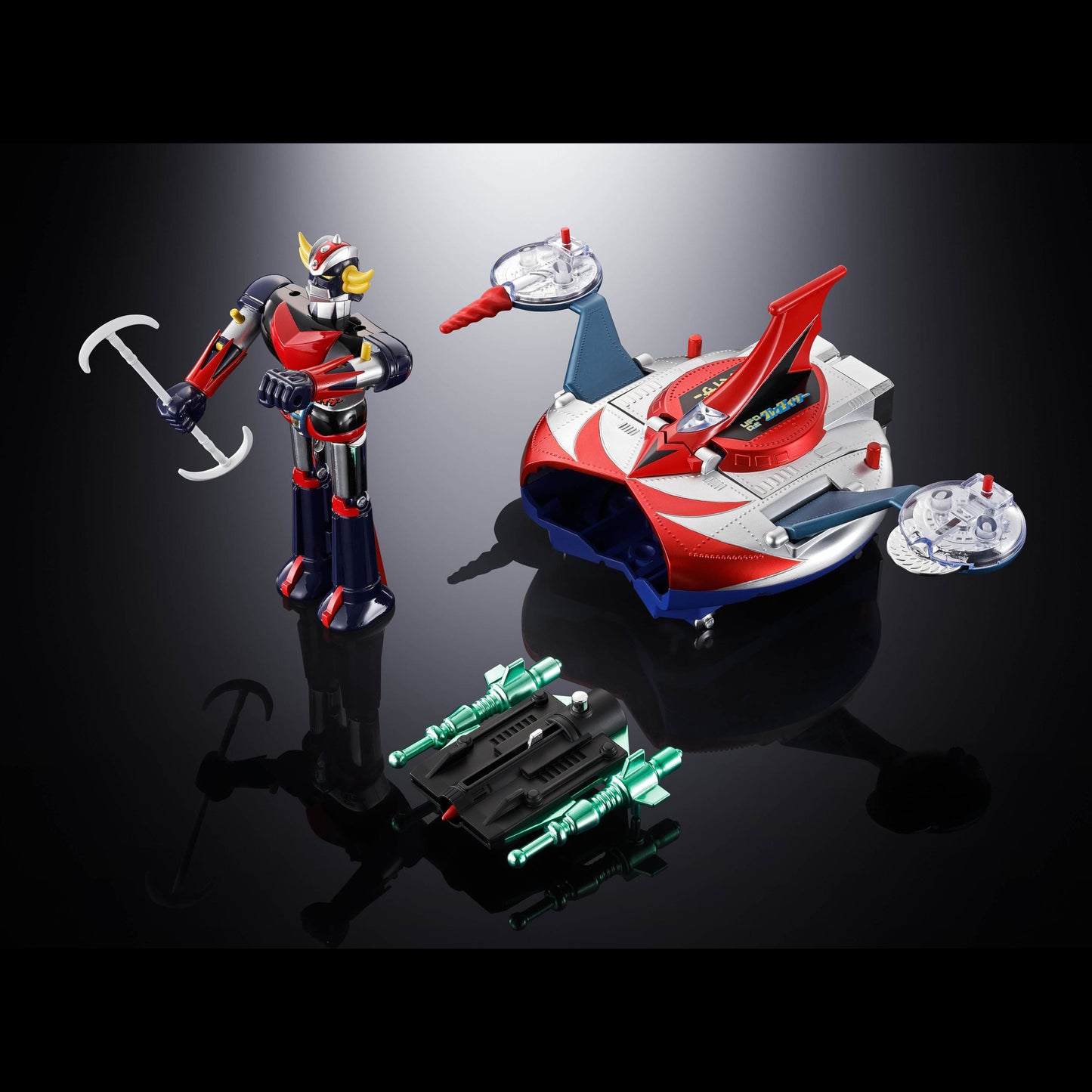 GOLDORAK - Figurine Diecast Métal - Soul of Chogokin Grendizer & UFO Spazer "POPY Deluxe Version" - 13,5 cm