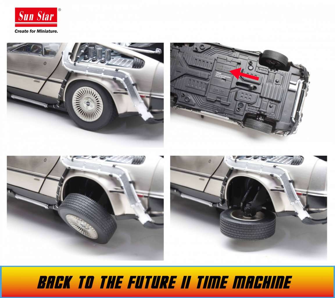 RETOUR VERS LE FUTUR II - Réplique de la DELOREAN 1/18 - Métal