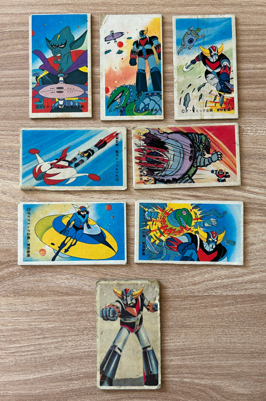 GOLDORAK Grendizer - Lot de 8 cartes MENKO VINTAGE cartonnées 7 cm x 4,5 cm - ***Occasion***