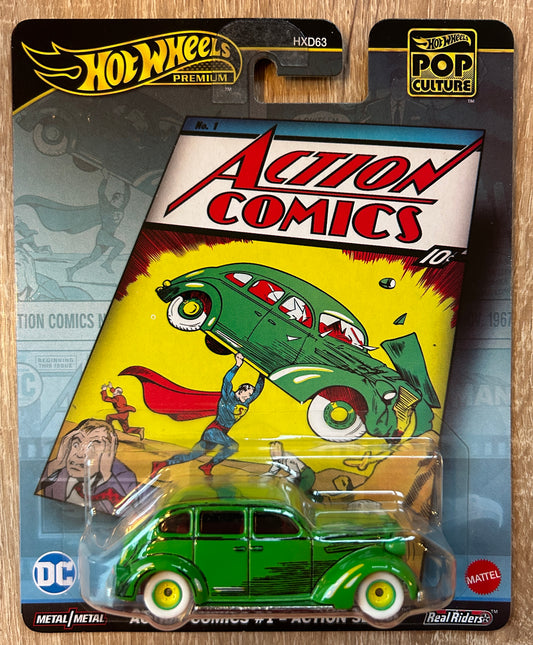 Hot Wheels Premium - Pop Culture - DC Comics Superman - Action Comics #1 - Action Sedan - Die-Cast Métal