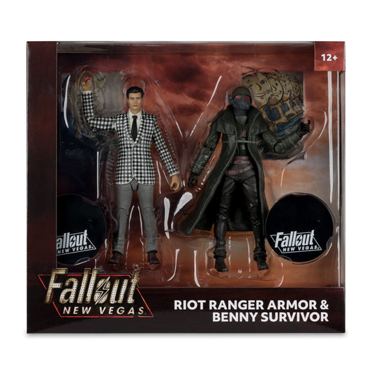 FALLOUT : NEW VEGAS - Pack de 2 figurines Riot Ranger Armor & Benny Survivor - 18 cm