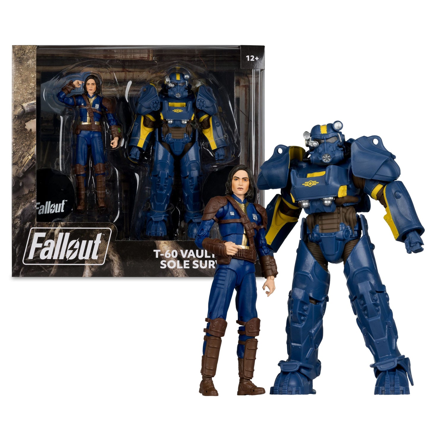 FALLOUT - Pack de 2 figurines T-60 Vault Tec & Sole Survivor - 18 cm