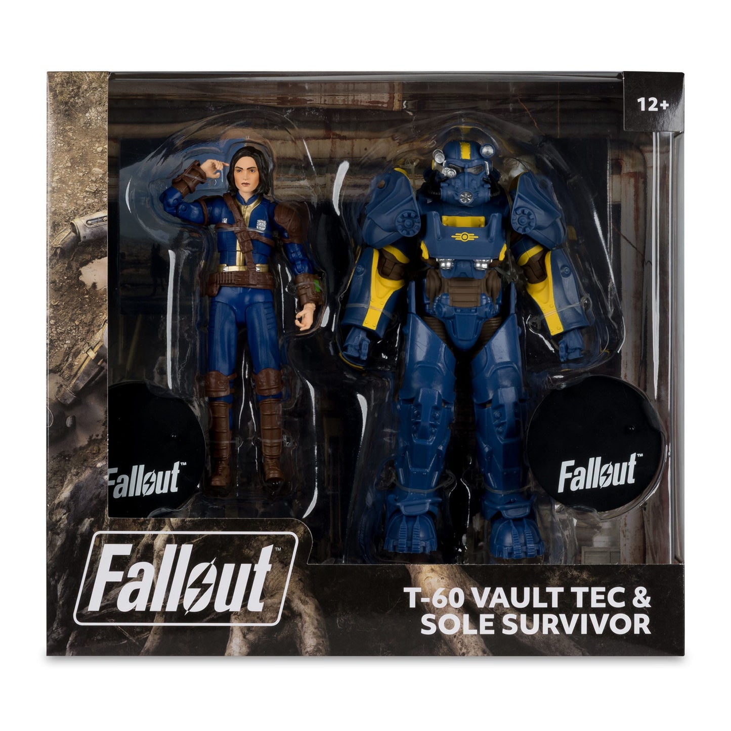 FALLOUT - Pack de 2 figurines T-60 Vault Tec & Sole Survivor - 18 cm