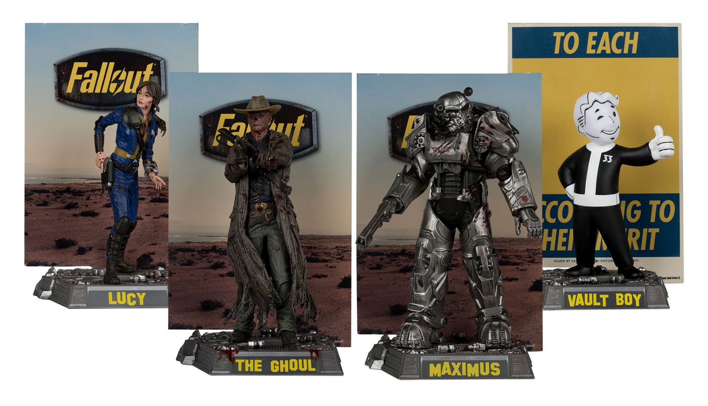 FALLOUT - Série Movie Maniacs - Pack 4 statuettes : Lucy, Maximus, The Ghoul & Vault Boy - PVC 15 cm