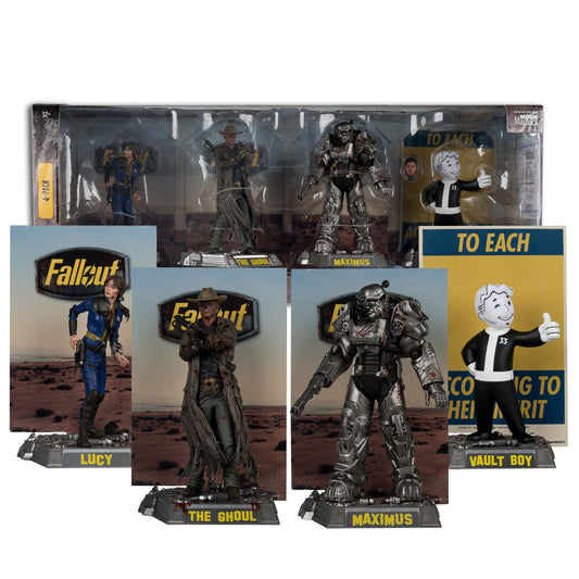 FALLOUT - Série Movie Maniacs - Pack 4 statuettes : Lucy, Maximus, The Ghoul & Vault Boy - PVC 15 cm