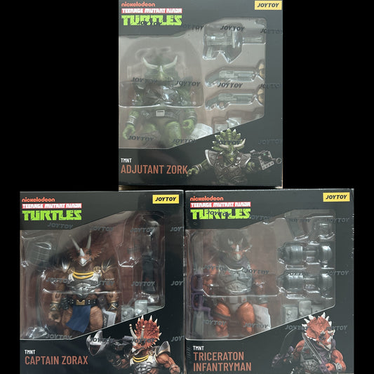 TMNT - Lot de 3 figurines 1/18ème - Triceraton Infantryman - Captain Zorax - Adjutant Zork - 13/14 cm